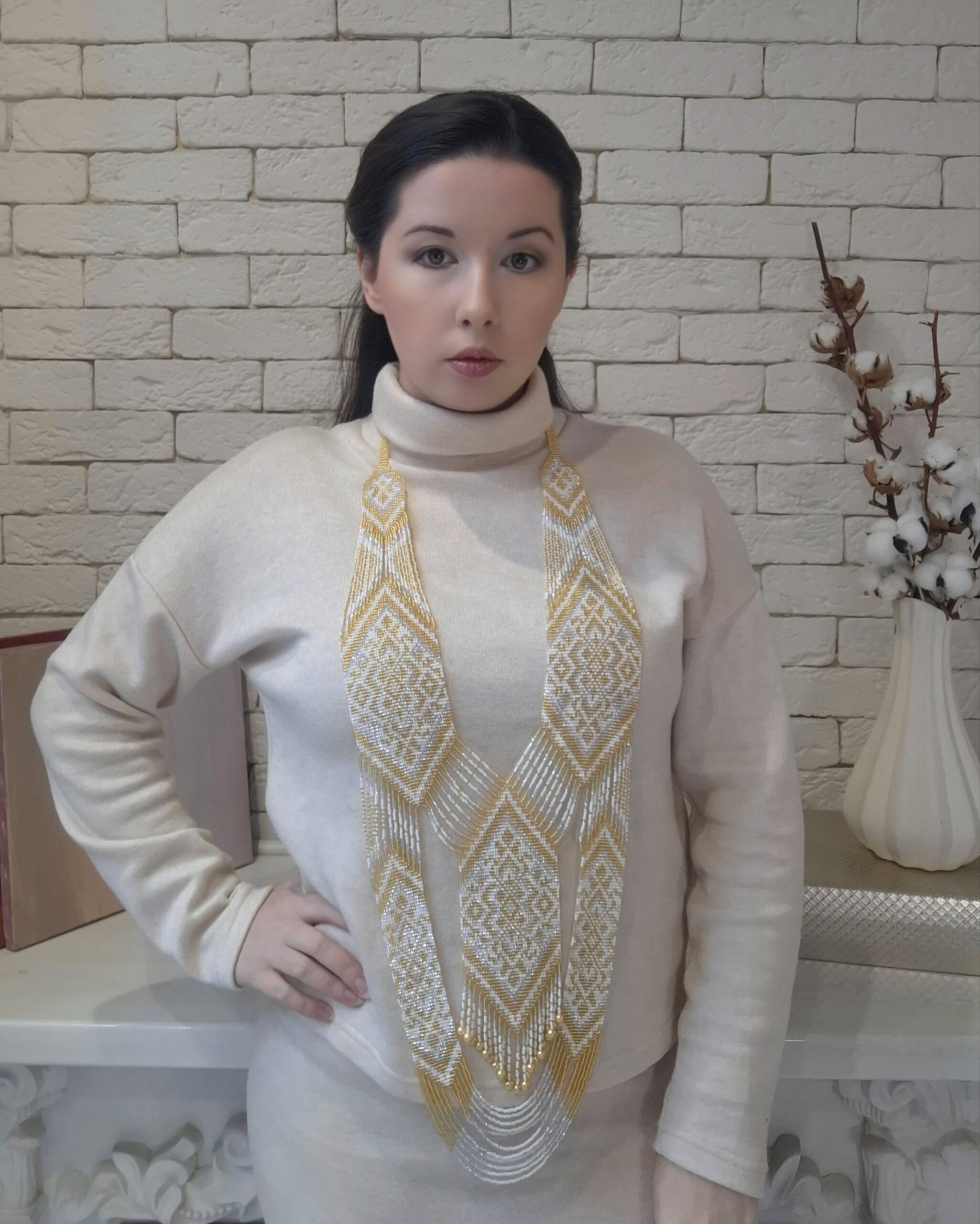 Ексклюзивний гердан у два рівні “Біле золото” 1