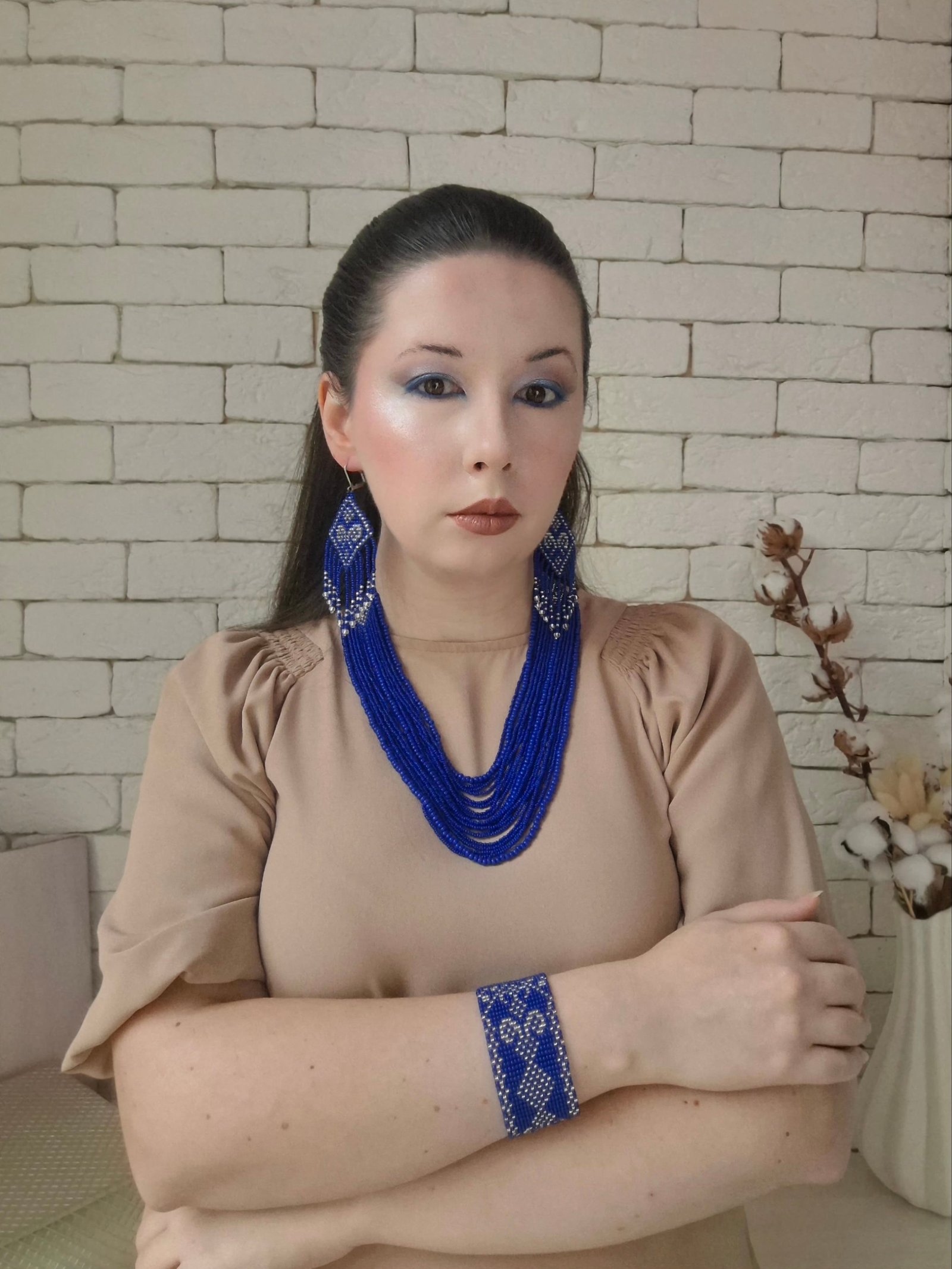 Синє намисто з бісеру “Літня ніч” 4