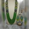 Зелений гердан “Фарери” з українським орнаментом та низками бісеру