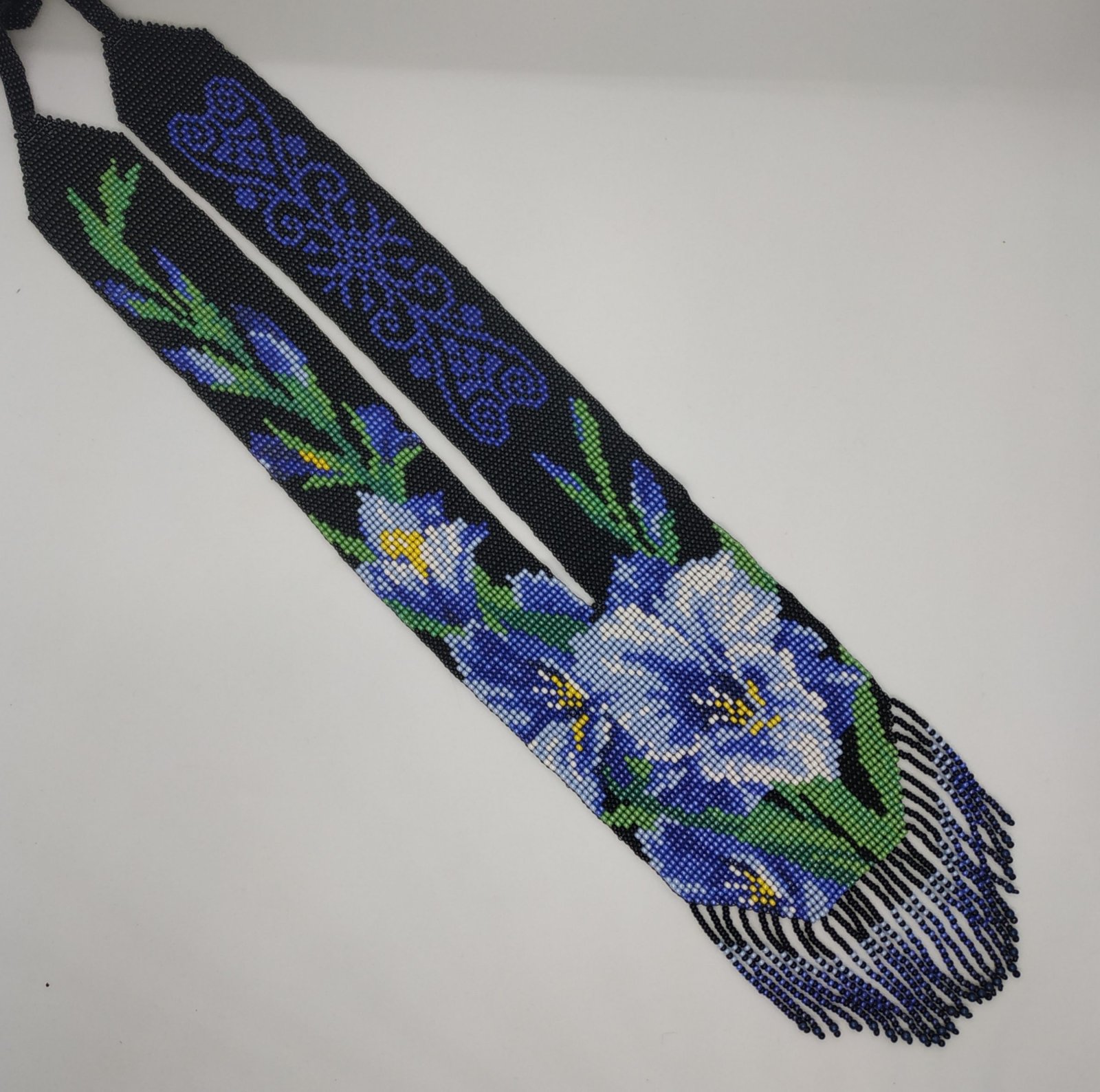 Гердан – краватка з блакитними квітами “Гладіолус”