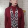 Гердан з бісеру чорно-білий дворівневий «Чорні квіти»