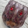 Об’ємні сережки зі стразою “Акіра” у чорному та червоному кольорі