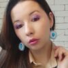 Сережки “Анна” у білому кольорі з блакитною стразою