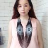 Гердан з бісеру чорно-білий «Мокош»  з квітковим орнаментом