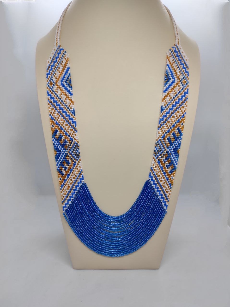 Блакитно-золотистий гердан з орнаментом “Український”