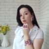 Широкий браслет з бісеру “Червоні квіти”