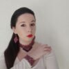 Сережки з орнаментом у червоному кольорі “Ромби”