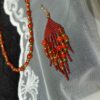 Червоні сережки “Серце” з сердоліком та рубелітом