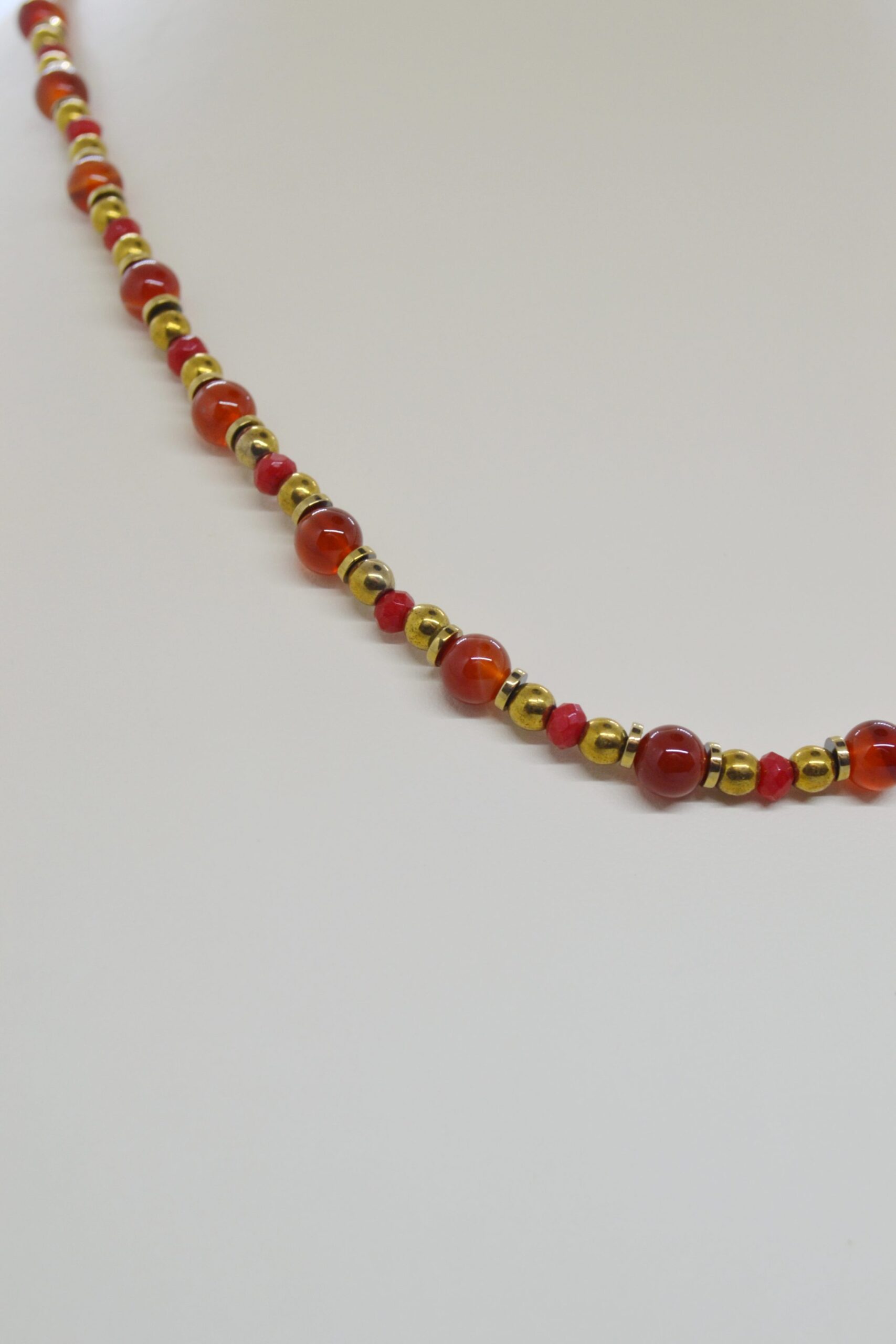 Червоно-золотисті намисто “Серце” із сердоліка та рубеліту