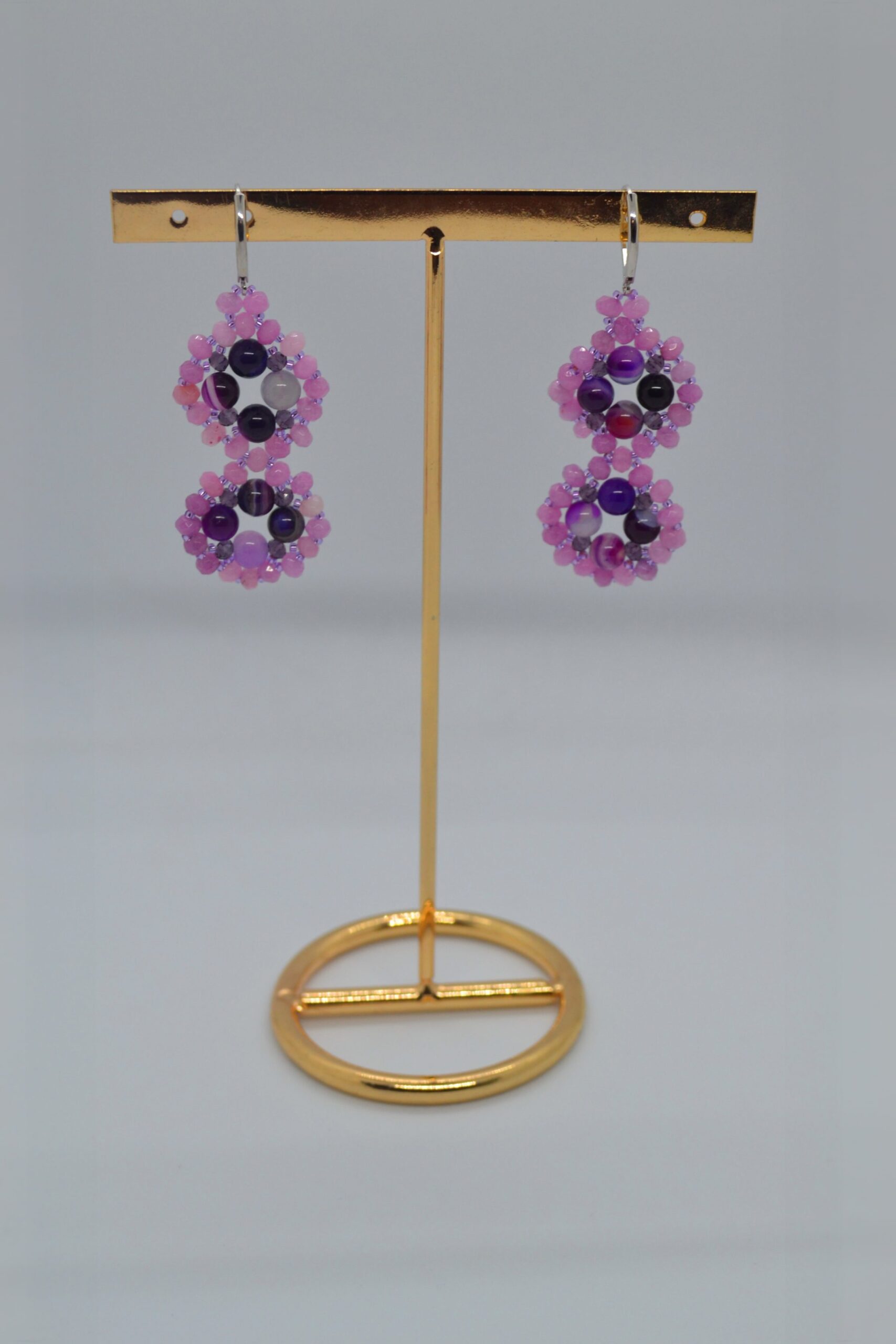 Фіолетово-рожеві сережки “Муза” з натурального каміння