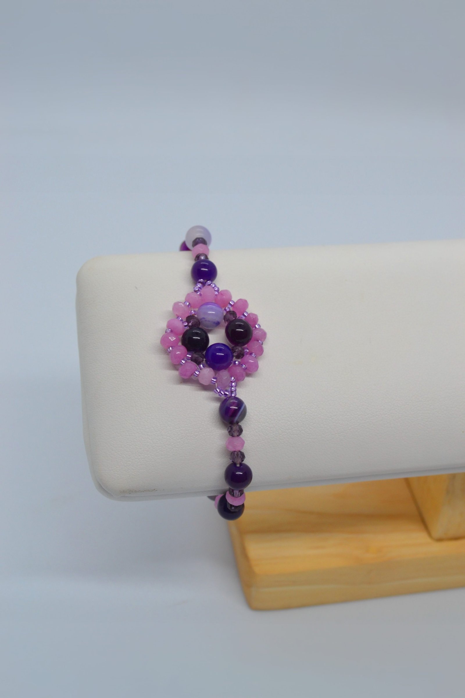 Фіолетово-рожевий браслет “Муза” з натурального каміння