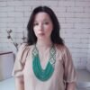 Гердан з бісеру зелений з намистом “Лісова пісня”