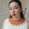 Силянка з бісеру «Захід» у жовто-червоних кольорах