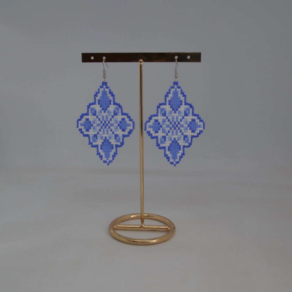 сережки блакитні з бісеру